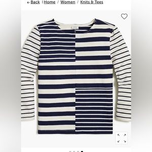 J.Crew- Navy Mixed-striped long-sleeve tee Small NWT